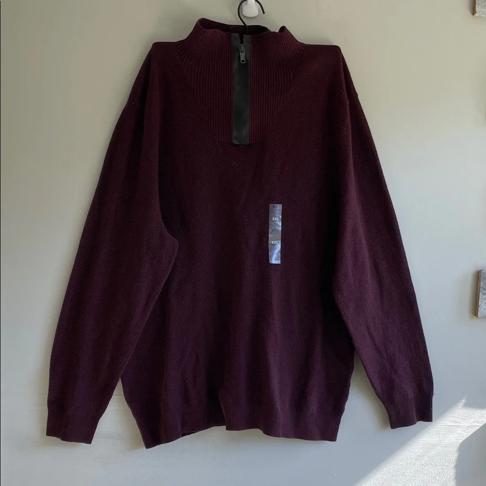 Alfani Mens Quarter-Zip Sweaters, Red Plum, Size XXL NWT